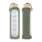 Shakery i bidony sportowe - BUTELKA SZKLANA NA WODĘ TRENING MOTYWACYJNA BIDON KICA HYDRO GLASS 1L OLIV - miniaturka - grafika 1