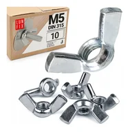 Śruby i nakrętki - Nakrętka motylkowa M5 skrzydełkowa DIN315 ocynkowana metryczna 10szt. - miniaturka - grafika 1