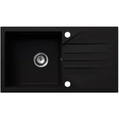 Zlewozmywaki - EOS Zlewozmywak granitowy EVINION czarny brokat srebrny (z ociekaczem) - miniaturka - grafika 1