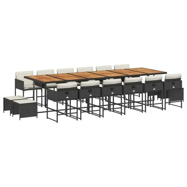 Zestaw mebli ogrodowych 330x106x73 cm, czarny i brązowy, rattan PE