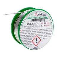 Akcesoria do lutowania - Cyna bezołowiowa Sn99,3Cu0,7 topnik SW26 0,7 mm 100 g szpulka Cynel - miniaturka - grafika 1