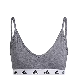 adidas Purebare Średnie wsparcie sportowe stanik, Dark Grey Heather/Black, L - Biustonosze - miniaturka - grafika 1