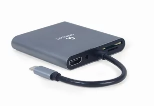 Gembird MULTI ADAPTER USB TYP-C 6 W 1 (HUB3.1 + HDMI + VGA + PD + CZYTNIK KART + DŹWIĘK STEREO), SZARY A-CM-COMBO6-01 - Adaptery i przejściówki - miniaturka - grafika 2