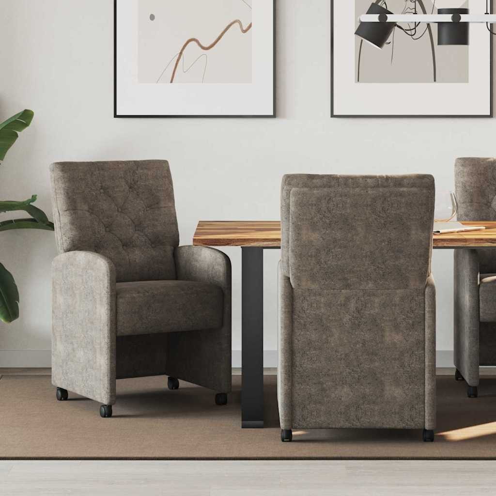 vidaXL Krzesła stołowe na kółkach 2 pcs ciemnoszary 58 x 67 x 97 cm