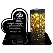 Lampiony i znicze - ZNICZ SOLARNY LED WIECZNY PODSTAWKA NA CMENTARZ GRÓB lampka Serce 3D DLA MĘŻA - miniaturka - grafika 1
