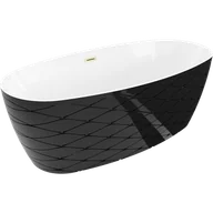 Wanny - Mexen Olea wanna wolnostojąca wzór 170 x 80 cm, biała/czarna, przelew złoty szczotkowany - 52821708075-55 - miniaturka - grafika 1