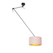 Lampy sufitowe - QAZQA Lampa wisząca regulowana czarna klosz welurowy różowo-złoty 35cm - Blitz I - miniaturka - grafika 1