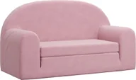Zestawy mebli dla dzieci - 2-os. sofa dla dzieci, rozkładana, różowa, miękki plusz - miniaturka - grafika 1