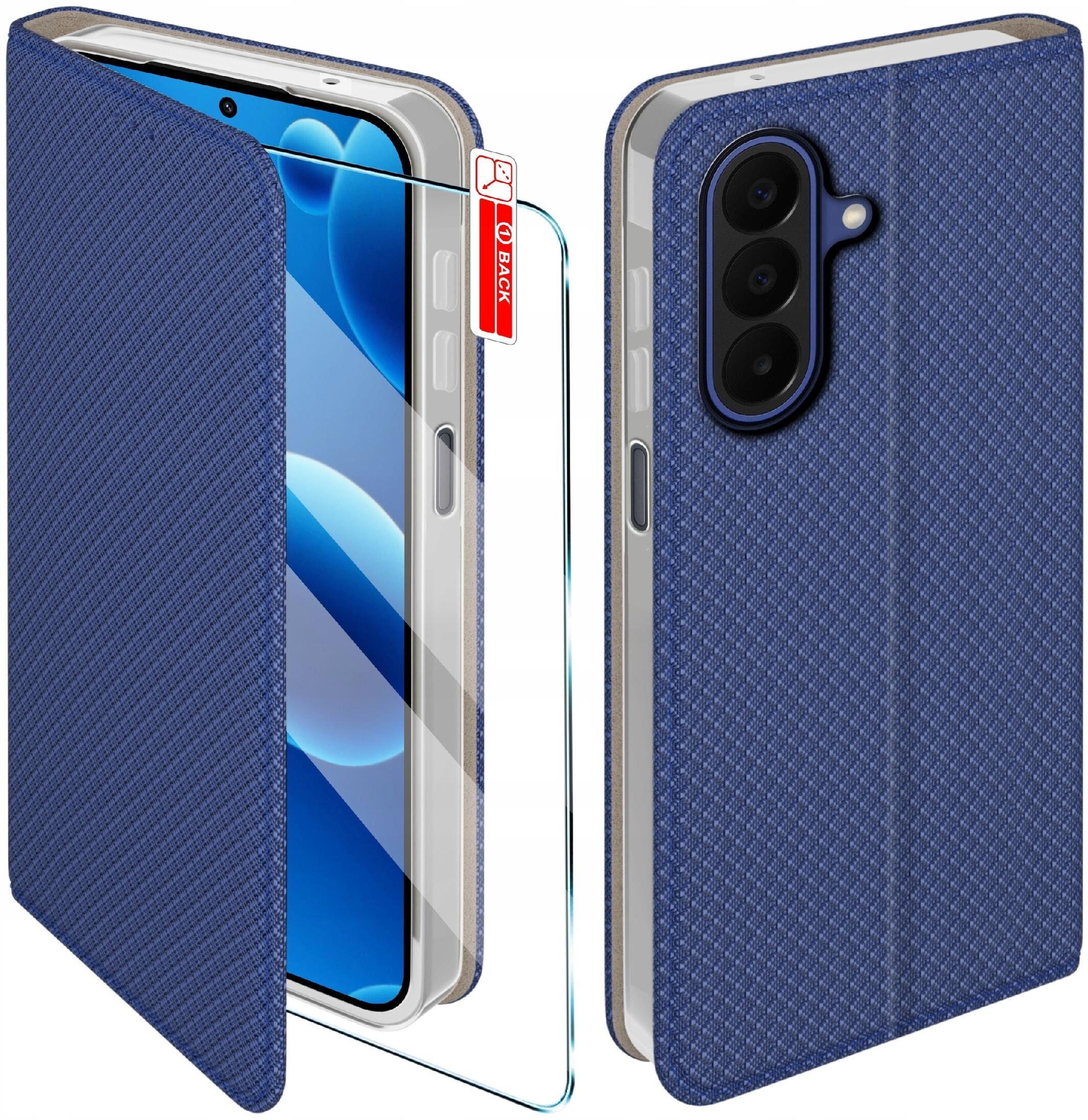 krainaGSM Etui Z Klapką Do Samsung A27 5G Zamykane Granatowe Futerał + Szkło 9H