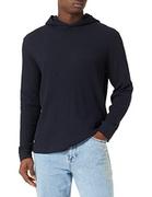 Bluzy męskie - s.Oliver Męska bluza z kapturem w kolorze piqué waflowym, niebieski, XL - miniaturka - grafika 1