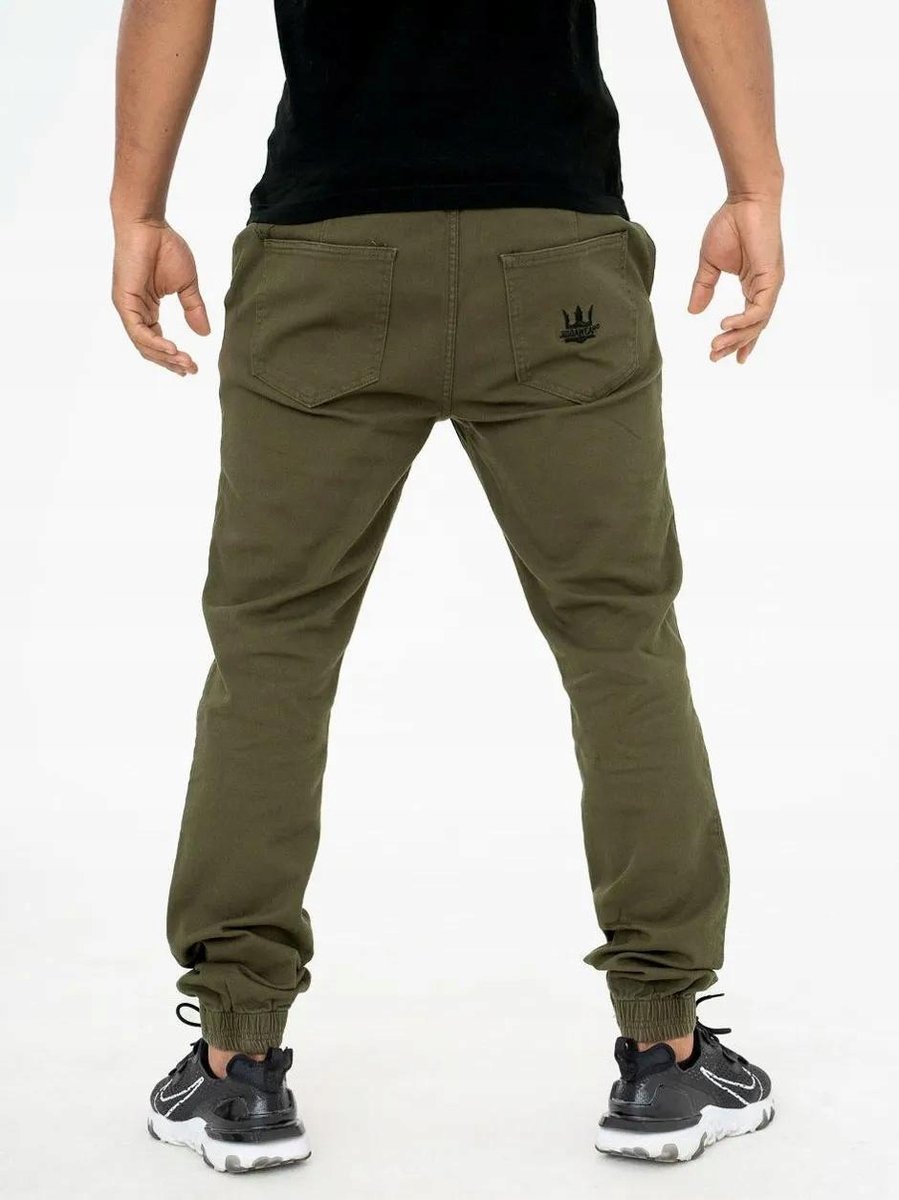 SPODNIE MATERIAŁOWE JOGGER Męskie ŚCIĄGACZ KORONA JIGGA MODNE Oliwkowe XXL