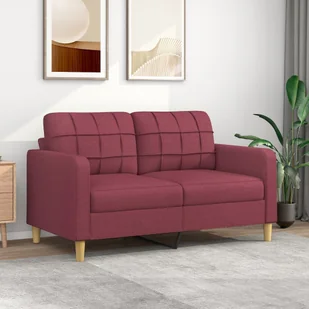 Sofa 2-osobowa, winna czerwień, 140 cm, tapicerowana tkaniną - Sofy i kanapy - miniaturka - grafika 1