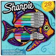 Markery permanentne - Sharpie zestaw markerów permanentnych, ekskluzywne kolory, delikatne i ultracienkie końcówki, 28 sztuk 2061125 - miniaturka - grafika 1