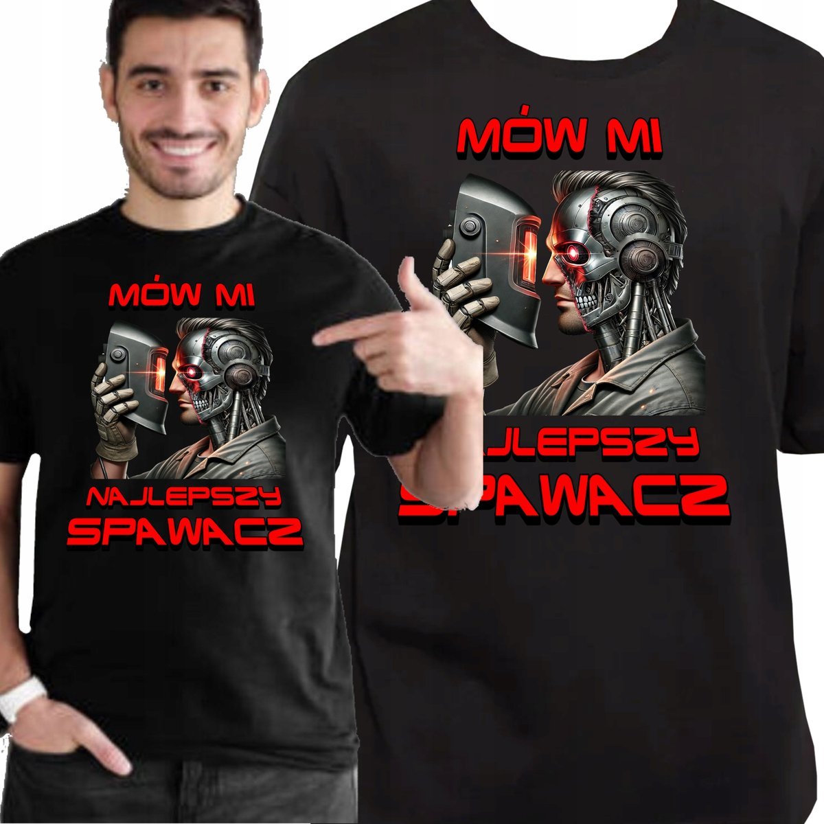 ŚMIESZNA KOSZULKA DLA SPAWACZA TERMINATOR NADRUK PREZENT XXL 3463 CZARNA