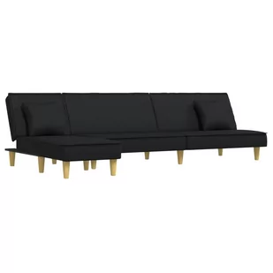 Sofa rozkładana w kształcie L, czarna, 255x140x70 - Narożniki - miniaturka - grafika 1