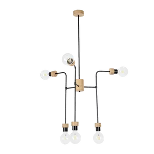 Britop LAMPA sufitowa MONTIX 9244674 loftowa OPRAWA sticks metalowa czarna drewno - Lampy sufitowe - miniaturka - grafika 1