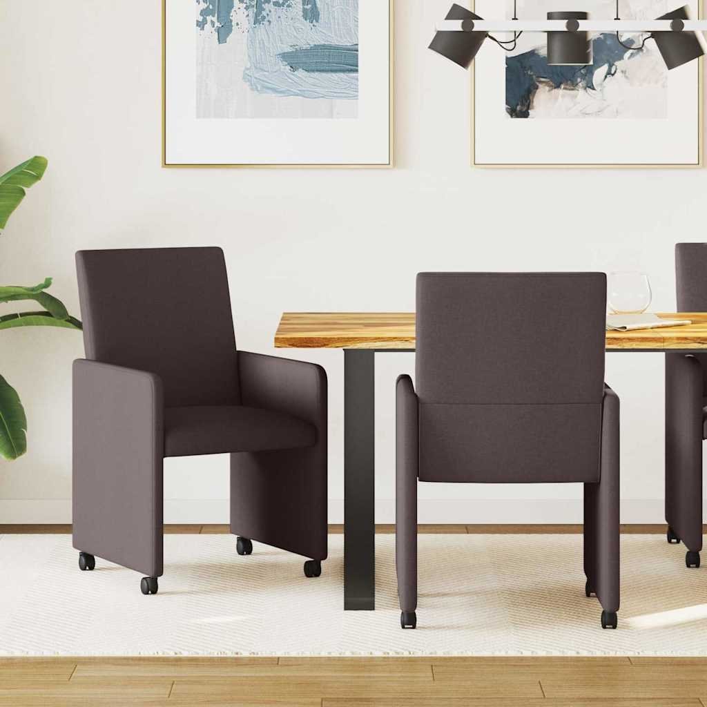 vidaXL vidaXL Krzesełka jadalne na kółkach 2 pcs Ciemny brąz 57 x 66 x 94 cm