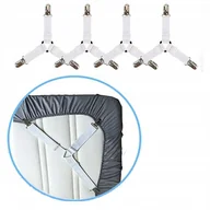 Organizery na łóżeczko - NAPINACZ DO PRZEŚCIERADŁA SZELKI GUMKI DO PRZEŚCIERADŁA UCHWYTY białe 4szt - miniaturka - grafika 1