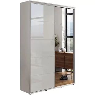 Szafa Przesuwna 125 z Lustrem A11 Skąpski Meble Sonoma, Biały Mat, 245 Cm, Czarny - Szafy - miniaturka - grafika 1