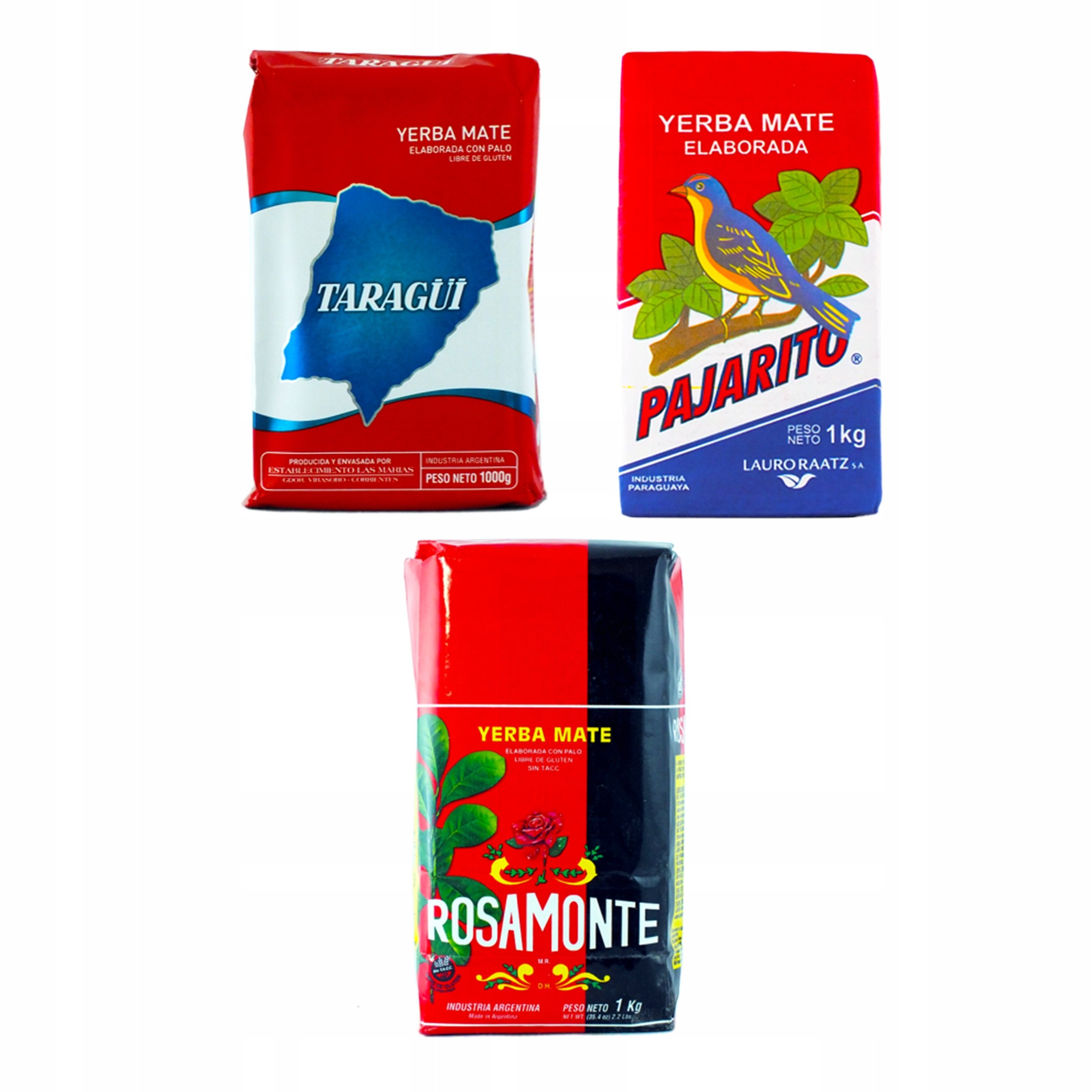 Yerba Mate Rosamonte Pajarito Taragui 3x1kg Zestaw