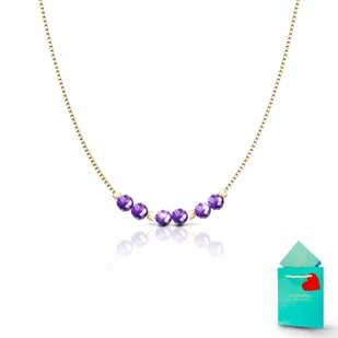 Naszyjnik ametyst wisiorek biżuteria srebro pozłacane naturalny 925 - Wisiorki - miniaturka - grafika 1