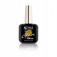 Lakiery hybrydowe - Nc glam top coat gold 6ml top złote drobinki - miniaturka - grafika 1