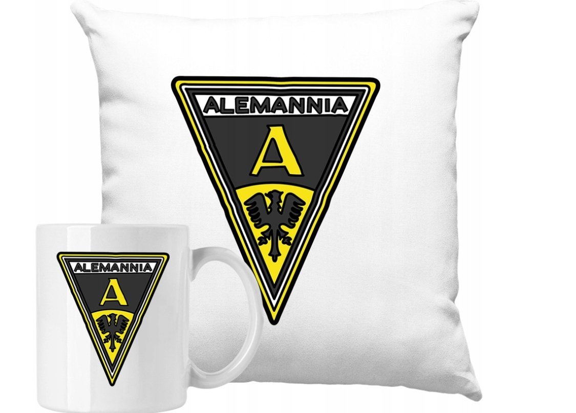 ZESTAW PODUSZKA + KUBEK Piłka Nożna Alemannia Pomysł na Prezent +IMIĘ