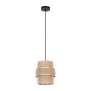 Lampy sufitowe - Rustykalna lampa wisząca, beżowy abażur TK 5401 z serii CALISTO JUTA - miniaturka - grafika 1