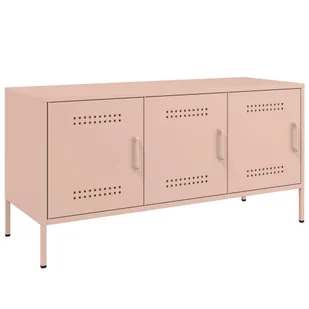 vidaXL Szafka pod telewizor różowa 100,5x39x50,5 cm stalowa - Szafki RTV - miniaturka - grafika 1