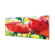 Dekoracje domu - Szklany panel ochronny Czerwone kwiaty 125x50 cm - miniaturka - grafika 1