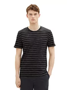 TOM TAILOR T-shirt męski w paski, 29781 - Black White Inject Stripe, XXL - Koszulki męskie - miniaturka - grafika 1