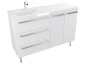 Szafki łazienkowe - Szafka Stojąca Z Umywalką ATH 120 cm SD Lewa - Biały Mat - Uchwyty Stal Szczotkowana - miniaturka - grafika 1
