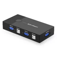 Adaptery i przejściówki - UGREEN Przełącznik switch KVM UGREEN 30357 2-portowy VGA czarny) - miniaturka - grafika 1