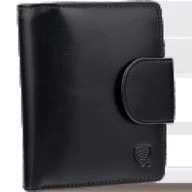 Portfele - Koruma, Damski Portfel Skórzany, Ochrona RFID (Czarny) - SM-154PBL - miniaturka - grafika 1