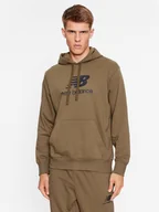Bluzy męskie - New Balance Bluza Essentials Stacked Logo French Terry Hoodie MT31537 Brązowy Regular Fit - miniaturka - grafika 1