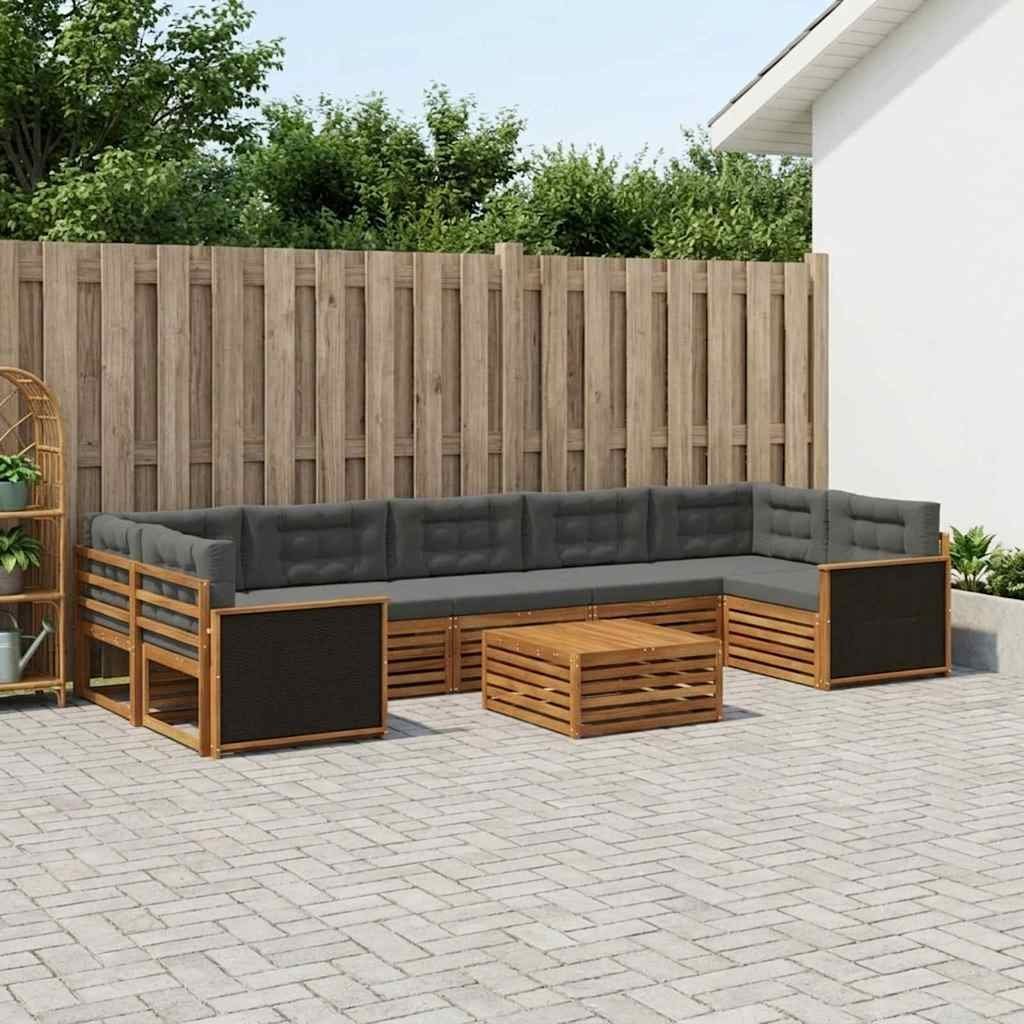 vidaXL Zestaw sof na zewnątrz 8 pcs Naturalny i Antracytowy