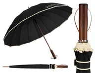 Parasole - Klasyczny parasol rządowy czarny elegancki unisex PETERSON długa parasolka duża czasza stalowy trzon pudełko prezentowe - miniaturka - grafika 1