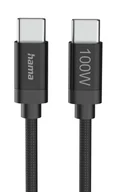 Kable USB - Hama USB-C - USB-C nylonowy, 100W, 3m, czarny - miniaturka - grafika 1