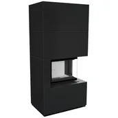 Wkłady kominkowe - Kominek powietrzny FLOKI prawy 8 kW Ø 160 w zabudowie modułowej ZIMBABWE NERO - miniaturka - grafika 1