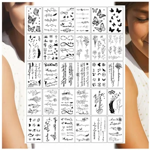 TATUAŻE ZMYWALNE DLA DZIECI MOTYLE RÓŻE SERCA LINIE MIX 30 WZORÓW - Zabawki kreatywne - miniaturka - grafika 1