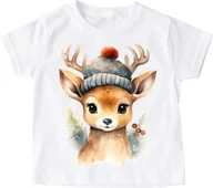 Koszulki dla dziewczynek - Koszulka świąteczna z sarenką dla dziecka sarenka3 - miniaturka - grafika 1