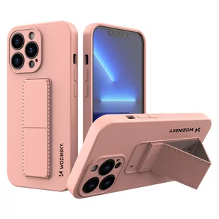 Wozinsky Kickstand Case elastyczne silikonowe etui z podstawką iPhone 13 Pro różowy - Etui i futerały do telefonów - miniaturka - grafika 1