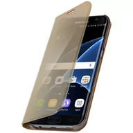 Etui i futerały do telefonów - Etui z klapką, lustrzane etui do Samsunga Galaxy S7 Edge, stojące etui – złote - miniaturka - grafika 1