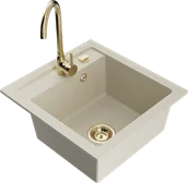 Zlewozmywaki z baterią - Mexen Vito zlewozmywak granitowy 1-komorowy z baterią kuchenną Telma, beżowy - 6503-69-670200-50 - miniaturka - grafika 1