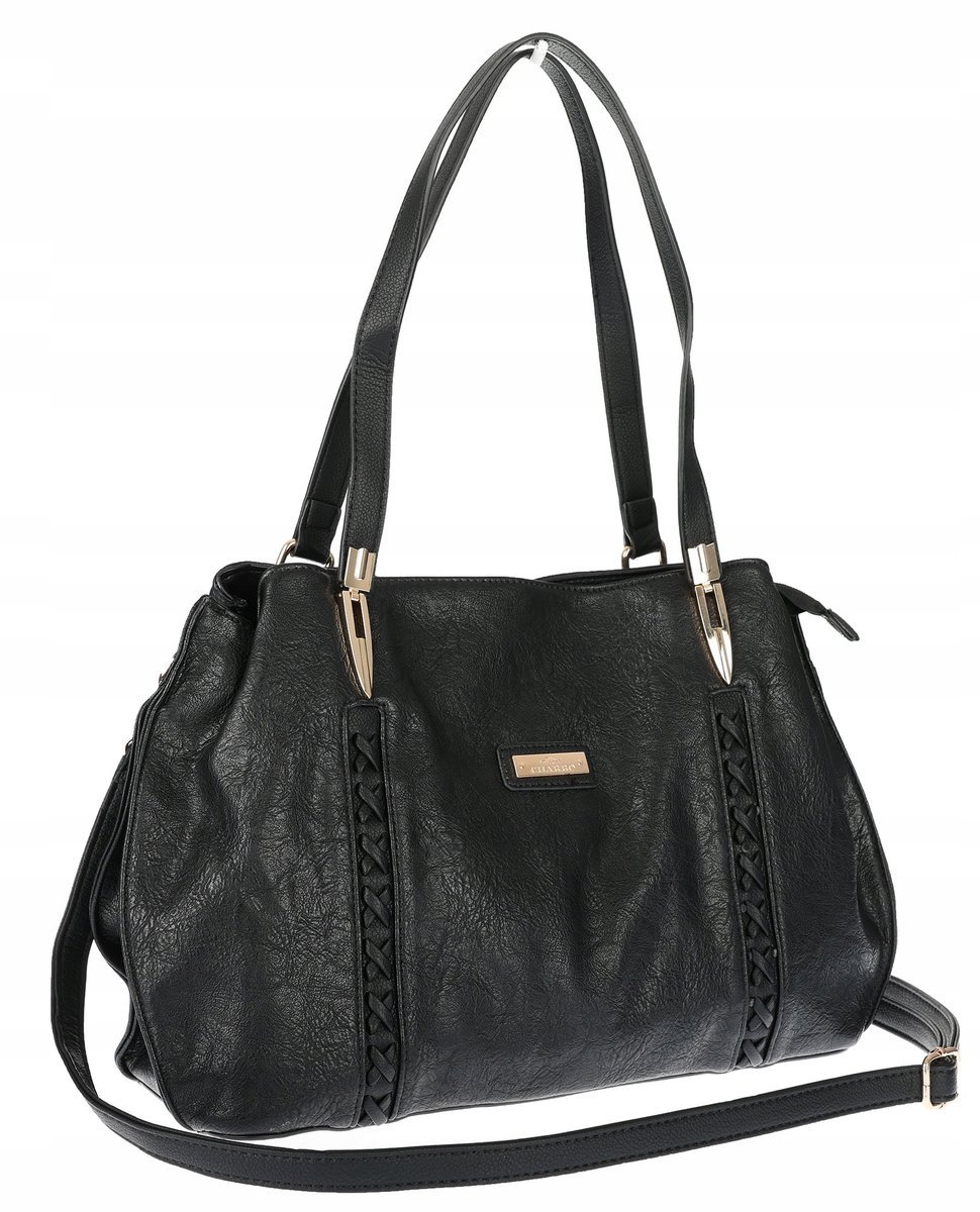 Torebka Damska Shopperka włoska marka CHARRO Pojemna A4 Modna CH7719 Czarna
