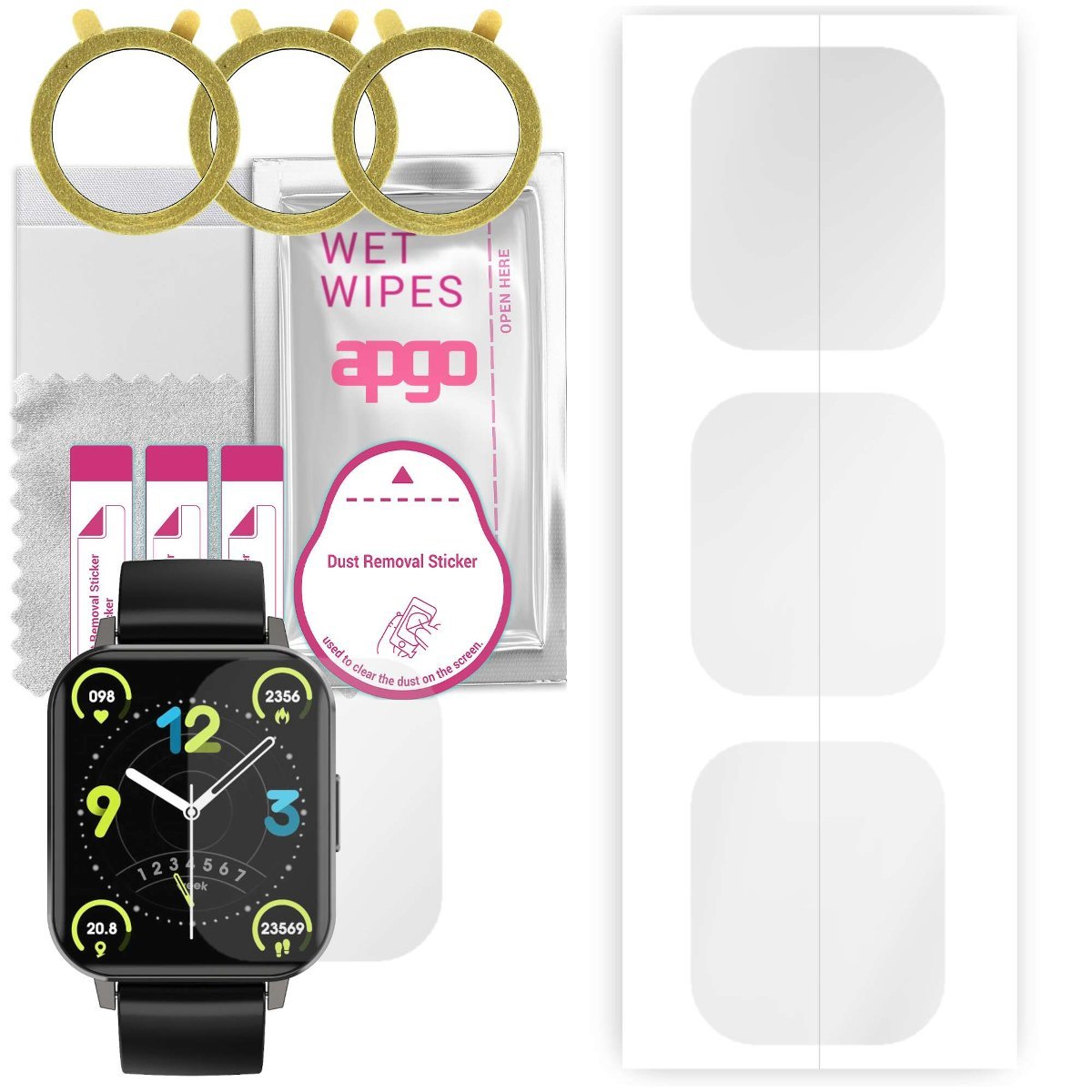 3x Folia hydrożelowa do Kello DTX - apgo Smartwatch Hydrogel Protection Ochrona na ekran smartwatcha