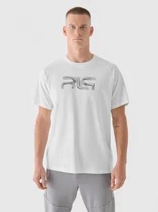 Męski t-shirt z nadrukiem 4F x Robert Lewandowski RL9SAW24TTSHM2189 - biały - Koszulki sportowe męskie - miniaturka - grafika 1