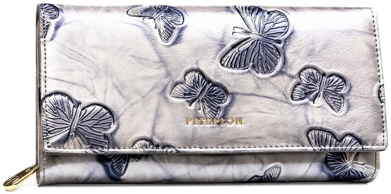 Peterson Portfel damski skórzany Peterson PTN 42106-BF Silver RFID