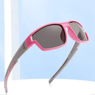 Okulary przeciwsłoneczne - Dziecięce 5-9 lat gumowe okulary przeciwsłoneczne polaryzacyjne POL-JR-62D róż/szary - miniaturka - grafika 1