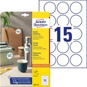 Etykiety do drukarek - Avery Zweckform Etykiety papierowe 51mm okrągłe ZWECKFORM trwałe białe 10 ark 150 etykiet /6225-10/ ZW698 - miniaturka - grafika 1